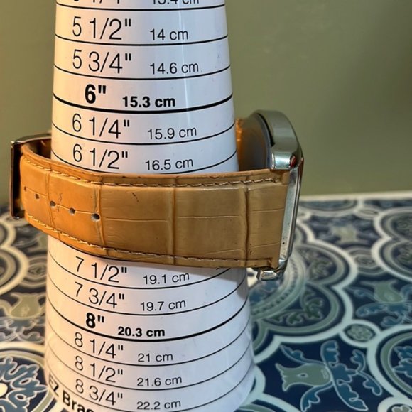 Mark Naimer Quartz Watch White Dial with Tan Accents, Tan Leather Band, Oversize - Picture 11 of 12